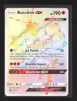 Pokemon SM - Crimson Invasion #115/111 Secret Rare,Holo Buzzwole GX (Secret) - Image 1