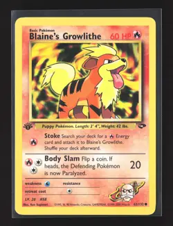Pokemon Gym Challenge #062/132 1st Edition Common Blaine's Growlithe - Image 1