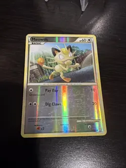 Meowth 75/123 Reverse Holo Common HeartGold & SoulSilver Pokemon TCG MP - Image 3