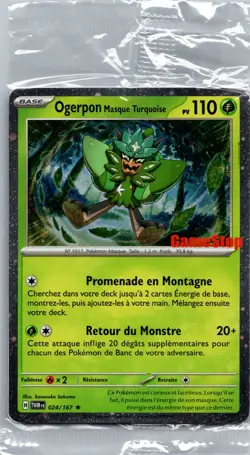 Ogerpon Masque Turquoise Pokemon GameStop Promo 024/167 FR Sealed Holo Exclusive - Image 1