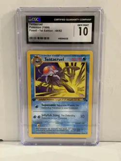 1999 Fossil Tentacruel 44/62 1st Edition Regular Pokemon TCG CGC 10 GEM MINT - Image 1
