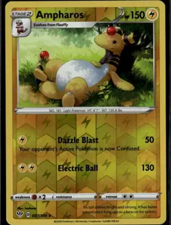 Ampharos Rare SWSH03: Darkness Ablaze 057/189 ightning Reverse Holo Pokemon Card - Image 1