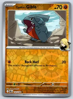 Cynthia's Gible - Reverse Holo - SV10: Destined Rivals 102/182 Pokemon Card NM - Image 1
