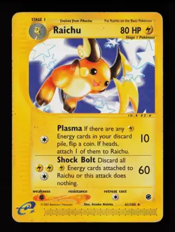 Raichu 61/165 Rare Expedition Non Holo Pokemon Card - Image 1