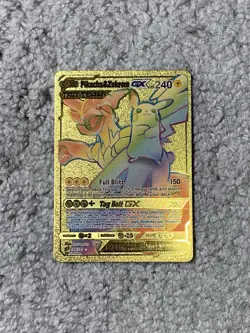 Pikachu & Zekrom GX HP240 Full Blitz Rainbow Gold Foil Fan Art Card - Image 1