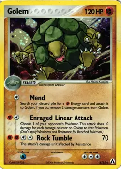 Pokemon TCG Golem Legend Maker Holo Card 6/92 DMG - Image 1