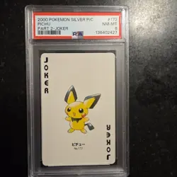 2000 POKEMON SILVER VERSION PART 2 PLAYING CARDS JOKER #172 PICHU PSA 8 - Image 1