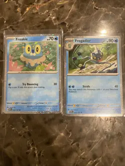 Pokemon Obsidian Flames Cosmos Holo Cards Froakie And Frogadier - Image 1