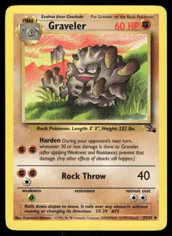 Pokemon Cards Graveler 37/62 UNLIMITED Fossil WOTC Uncommon NM - Image 1