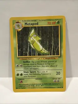 Pokemon TCG Metapod Base Set, Unlimited Common Card 54/102 - Image 1