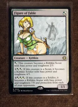 Figure of Fable Altered Art Hand Painted MTG Magic the Gathering Anime Girl - Image 1
