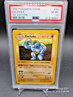 1999 POKEMON BASE SET 1ST EDITION #34 MACHOKE PSA 10 - Image 1