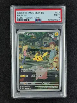 2023 Pokemon PIKACHU 173/165 Scarlet & Violet 151 Illustration Rare ENG PSA 9 - Image 1
