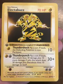 Electabuzz Pokemon TCG Base Set Shadowless 20/102 1st Edition #20 Vintage Wotc - Image 1