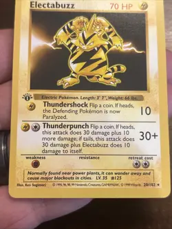 Electabuzz Pokemon TCG Base Set Shadowless 20/102 1st Edition #20 Vintage Wotc - Image 3