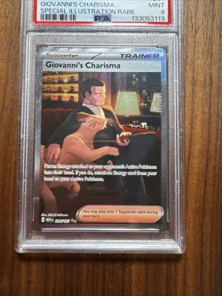 2023 Pokemon Mew en Giovanni's Charisma Special Illustration RARE PSA 9 Mint - Image 2