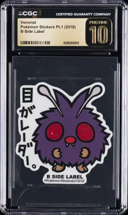 2018 POKEMON STICKERS PT. 1 B-SIDE LABEL VENONAT CGC 10 PERFECT - Image 1