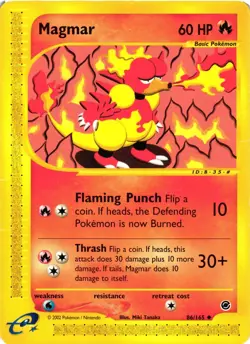 Pokemon TCG Magmar 86/165 Expedition E-Reader DMG - Image 1