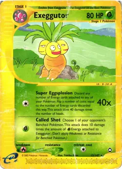 Pokemon TCG Exeggutor Aquapolis 12/147 Regular Rare HEAVY DMG - Image 1