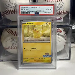 PIKACHU PSA 10 2025 POKEMON SVP BSP EN #214 ILLUSTRATION CONTEST 2024 GEM MINT - Image 1