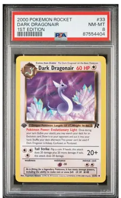 2000 Pokemon Rocket 1st Edition Dark Dragonair PSA 8 - Image 1