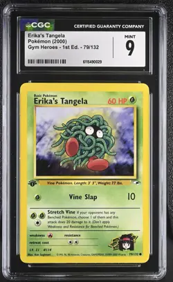 CGC MINT 9 Pokemon Erika's Tangela 79/132 2000 Gym Heroes 1st Edition - Image 1