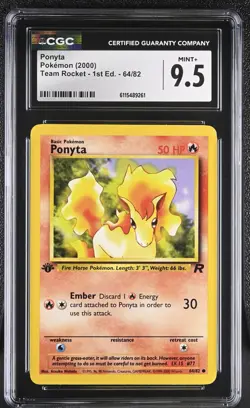 CGC MINT+ 9.5 Pokemon Ponyta 64/82 2000 Team Rocket 1st Edition - Image 1