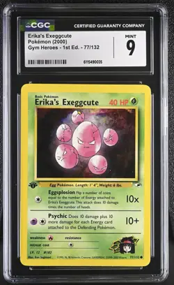 CGC MINT 9 Pokemon Erika's Exeggcute 77/132 2000 Gym Heroes 1st Edition - Image 1