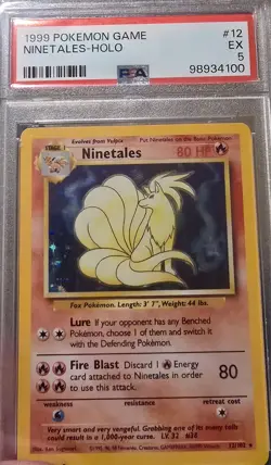 🔥1999 POKEMON BASE SET UNLIMITED #12 NINETALES-HOLO PSA 5🔥 - Image 1