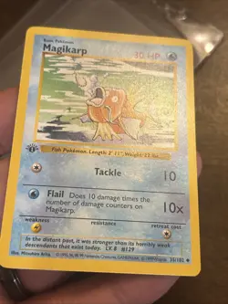 Magikarp 035/102 Base Set Shadowless First Edition Pokemon TCG 1st Ed Vintage - Image 2