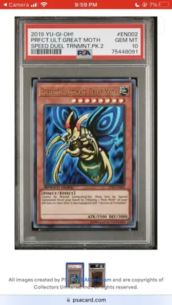 2019 Yugioh Speed Duel STP2 Perfectly Ultimate Great Moth PSA 10 - Image 1