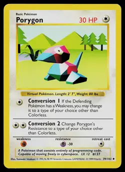 Pokemon Card - Porygon Base Set (Shadowless) 39/102 Uncommon - Image 1