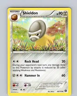 Pokemon TCG Shieldon XY Steam Siege 69/114 Unlimited Uncommon Card LP - Image 1