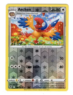 Pokemon TCG Archen SWSH Silver Tempest 146/195 Reverse holo Uncommon Card NM - Image 1