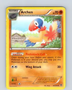 Pokemon TCG Archen B&W Plasma Blast 53/101 Regular Uncommon Card Played MP - Image 1