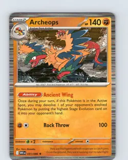 Pokemon TCG Archeops S&V White Flare 051/086 Holo Rare Card NM - Image 1