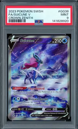 PSA 9 MINT Suicune V Full Art Crown Zenith GG38/GG70 Pokemon Card - Image 1