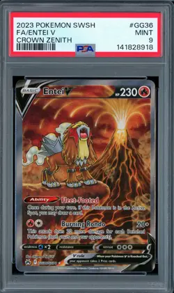 PSA 9 MINT Entei V Full Art Crown Zenith GG36/GG70 Pokemon Card - Image 1