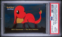 1st Print CHARMANDER THE STRAY POKEMON HOLO Topps BLUE LOGO POKEMON CARD PSA 8 - Image 1