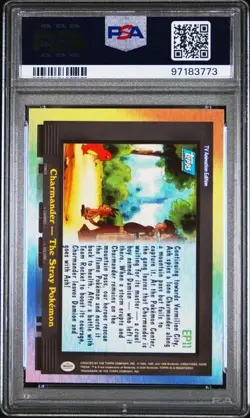 1st Print CHARMANDER THE STRAY POKEMON HOLO Topps BLUE LOGO POKEMON CARD PSA 8 - Image 2