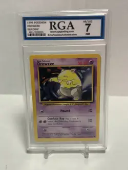 1999 Pokemon Drowzee Shadow Base Set 49/102 RGA 7 NM Slab - Image 1