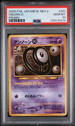2000 POKEMON JPN NEO 2 PROMO PROMO #201 UNOWN O PSA 10 - Image 1