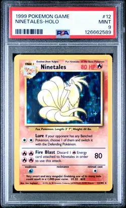 1999 POKEMON BASE SET UNLIMITED #12 NINETALES-HOLO PSA 9 - Image 1