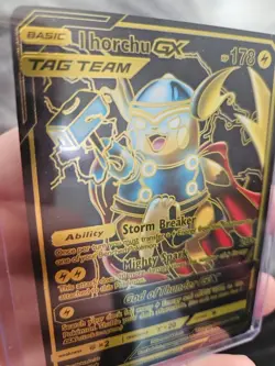 Pokemon Thor I Horchu Tag Team Pikachu And Thor GX Black Foil Fan Art Collect - Image 3