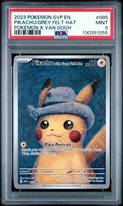 2023 POKEMON SVP EN-SV BLACK STAR PROMO #085 PIKACHU WITH GREY FELT HAT PSA 9 - Image 1