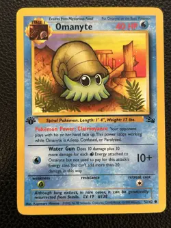 Pokemon TCG Omanyte 52/62 Fossil Regular 1st edition - Image 1