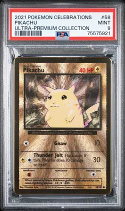 2021 Pikachu #58 Pokemon Celebrations Ultra-Premium Collection MINT PSA 9 Metal - Image 2