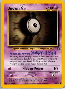 Pokemon TCG Unown I 68/75 Neo Discovery LP - Image 1