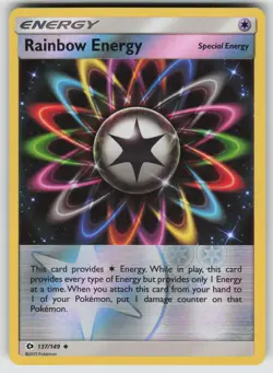 Rainbow Energy Reverse Holo Uncommon SM Base Set 137/149 Pokemon - Image 1
