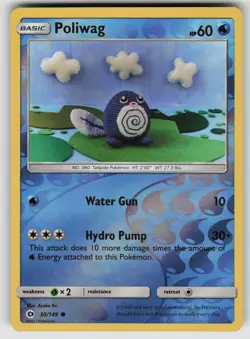 Poliwag Reverse Holo Common SM Base Set 30/149 Pokemon - Image 1